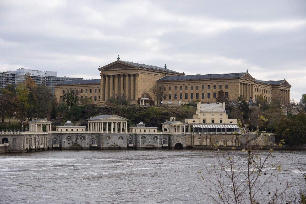 Philadelphia Museum of Art with columns and a bridge over water

AI-generated content may be incorrect.